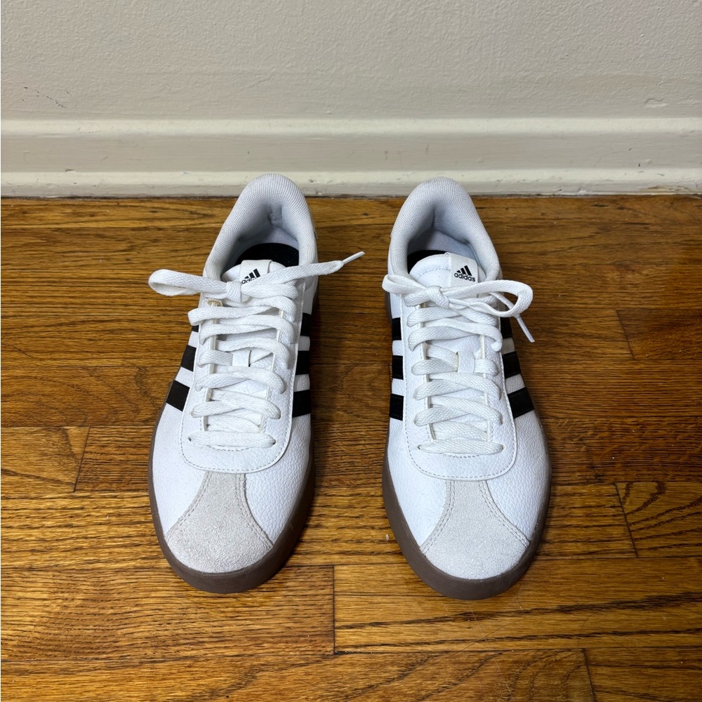 Adidas Men’s Vl Court 3,0 White And Black Grey Bottom 8.5